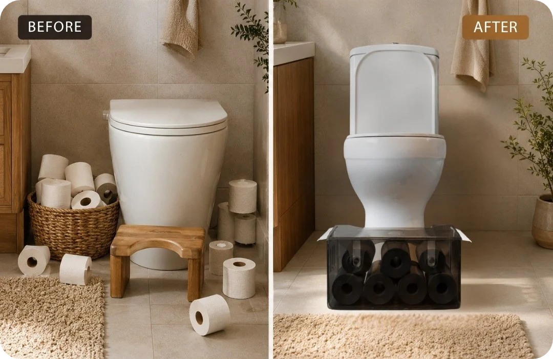 Before and after: a tidier bathroom with Squat n’ Roll